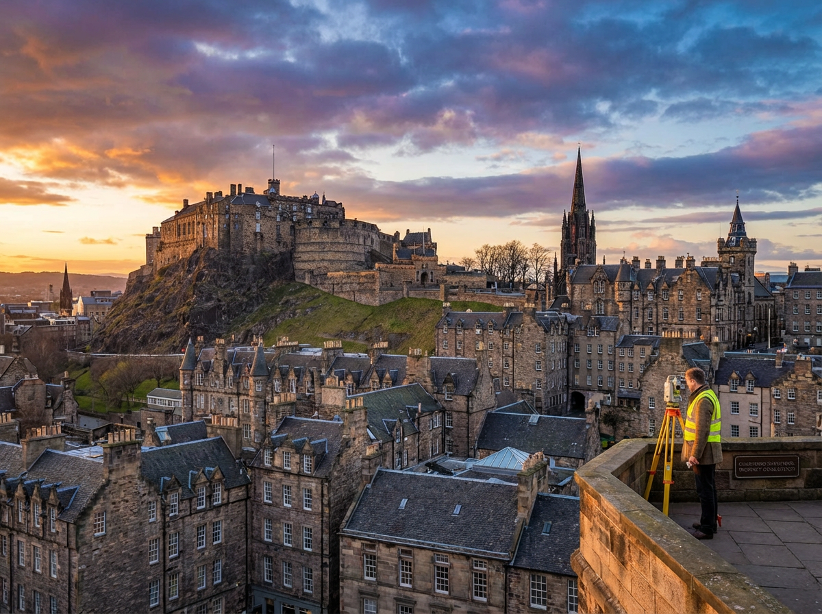 Edinburgh Castle and cityscape representing Scotland property surveying coverage